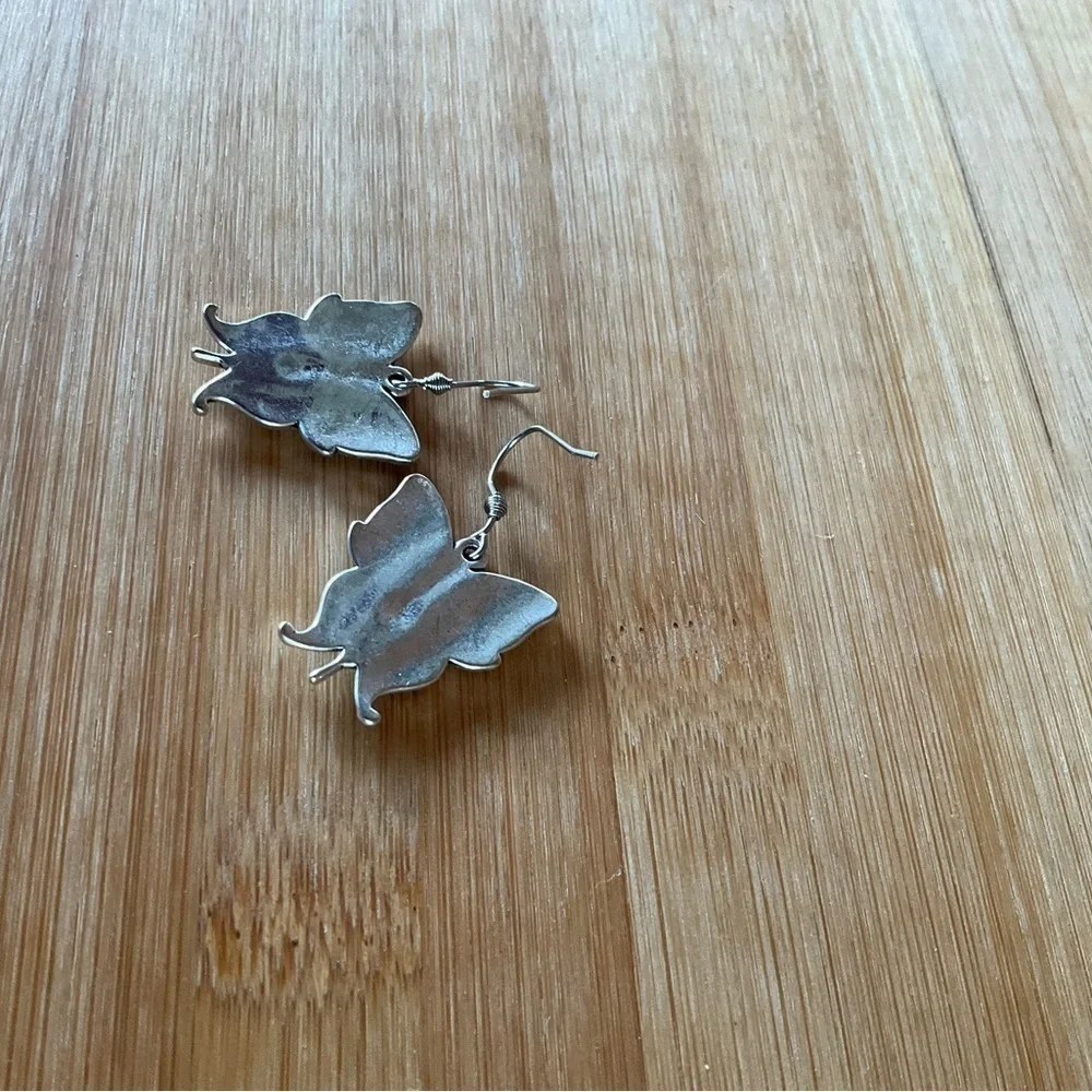 Hand Crafted Earrings Butterfly Faery Charm Antique Silver Fairy Faerie Dangle